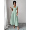 thumbnail image 7 of Mint Green Womens Square Neck Cinched Waist A-Line Midi Dress For Spring Summer Casual Vacation, 7 of 7