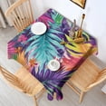 thumbnail image 2 of Colorful Tropical Leaf Pattern Square Tablecloth,Waterproof Square Table Cover,Wipeable Spillproof Washable Table Cover for Home Kitchen Party Decor 60"x60"(152x152cm), 2 of 6