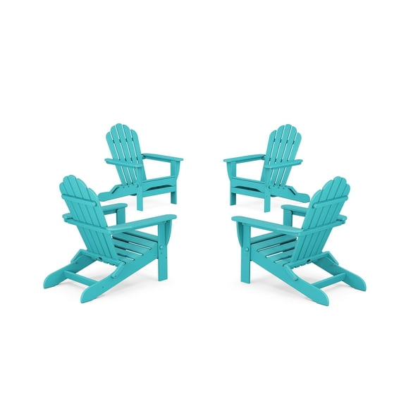 Trex Outdoors 4-Piece Monterey Bay Folding Outdoor Adirondack Chair Conversation Set in Aruba