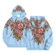 thumbnail image 3 of Womens Plus Size Graphic Hoodies Trendy Floral Printed Hooded Sweatshirts Ladies Loose Fit Pullovers Fall Long Sleeve Tops Y_Blue M, 3 of 7