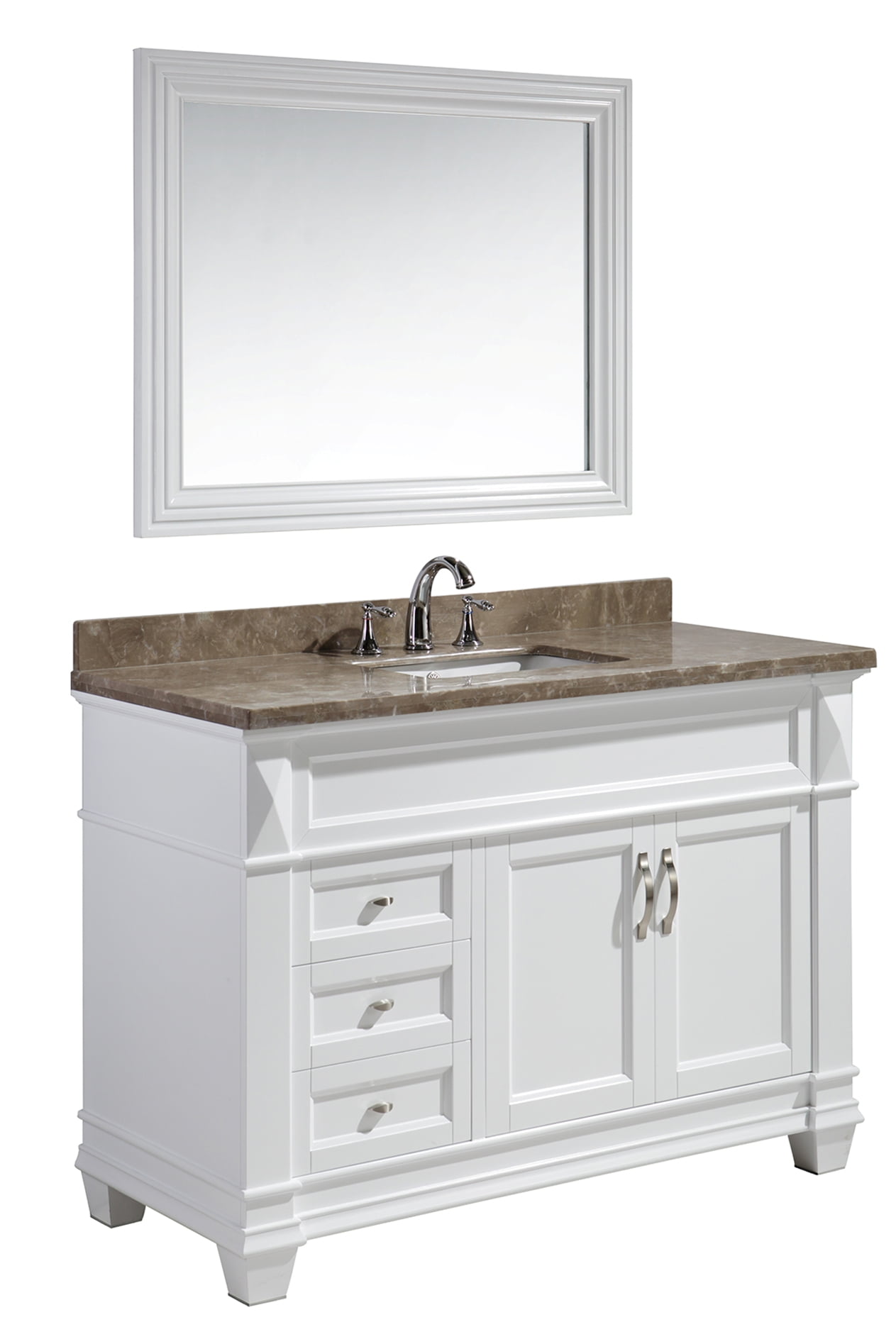 Design Element Hudson 48" Single Sink Bathroom Vanity Set in White with