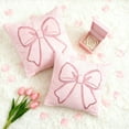thumbnail image 4 of Coquette Room Pink Bow Throw Pillow, 18X18In Plush Faux Fur Pillow Cover With Bows, Valentines Day Decorative Pillow For Sofa, Bed Or Living Room Romantic Home Accent, 4 of 6