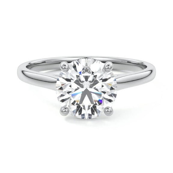 Zoya Jewel White Gold Over 14K Silver Diamond Ring - Round Cut Brilliant 2 Ct Diamond Engagement Rings - Engagement Wedding Solitaire Rings for Women's - Latest Engagement Diamond Rings Gifts