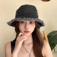 thumbnail image 3 of SikaFu Spring And Summer Hat Women's Network Red Denim Cave Fisherman Hat Sweet And Cute Face Face Little Sunscreen Hat Sun Hat, 3 of 4