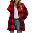 thumbnail image 1 of Women's Mid-length Plaid Button Down Shacket Jacket Long Sleeve Casual Coat with Pockets, 1 of 4