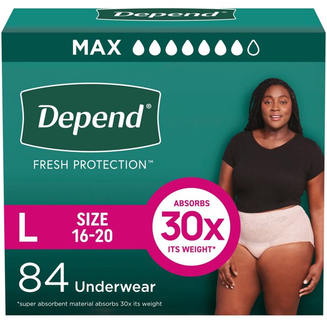 Depend Sous-vêtements pour Femmes, Absorption Maximale, Grand, 84 Unités