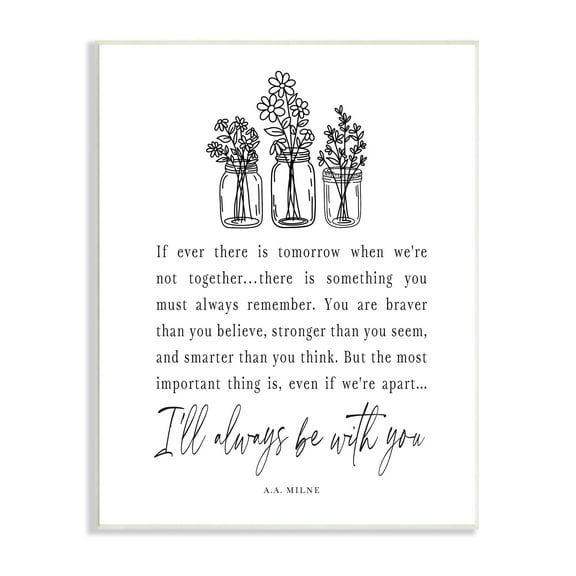 Stupell Industries Always With You Emotional Quote Floral Jar Bouquets Graphic Art Unframed Art Print Wall Art, Design by Lettered and Lined