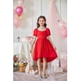 thumbnail image 4 of Arshiner Girls Summer Dress Puff Sleeve High Low Swing Cassual Formal Dresses with Pocket, 4 of 8