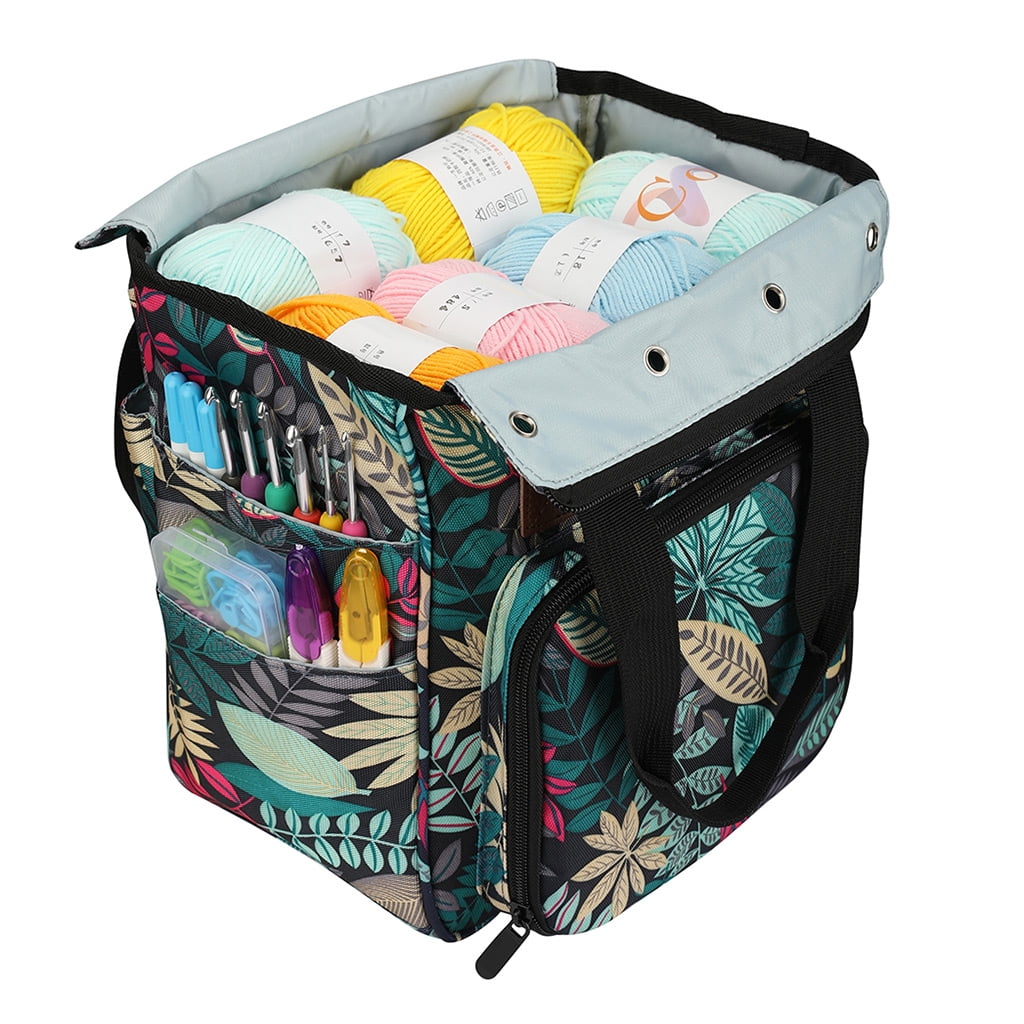 ZUARFY Portable Knitting Bag DIY Yarn Storage Organizer Crochet Hook Needles Knitting Tote Basket for Yarn Balls Sewing Supply