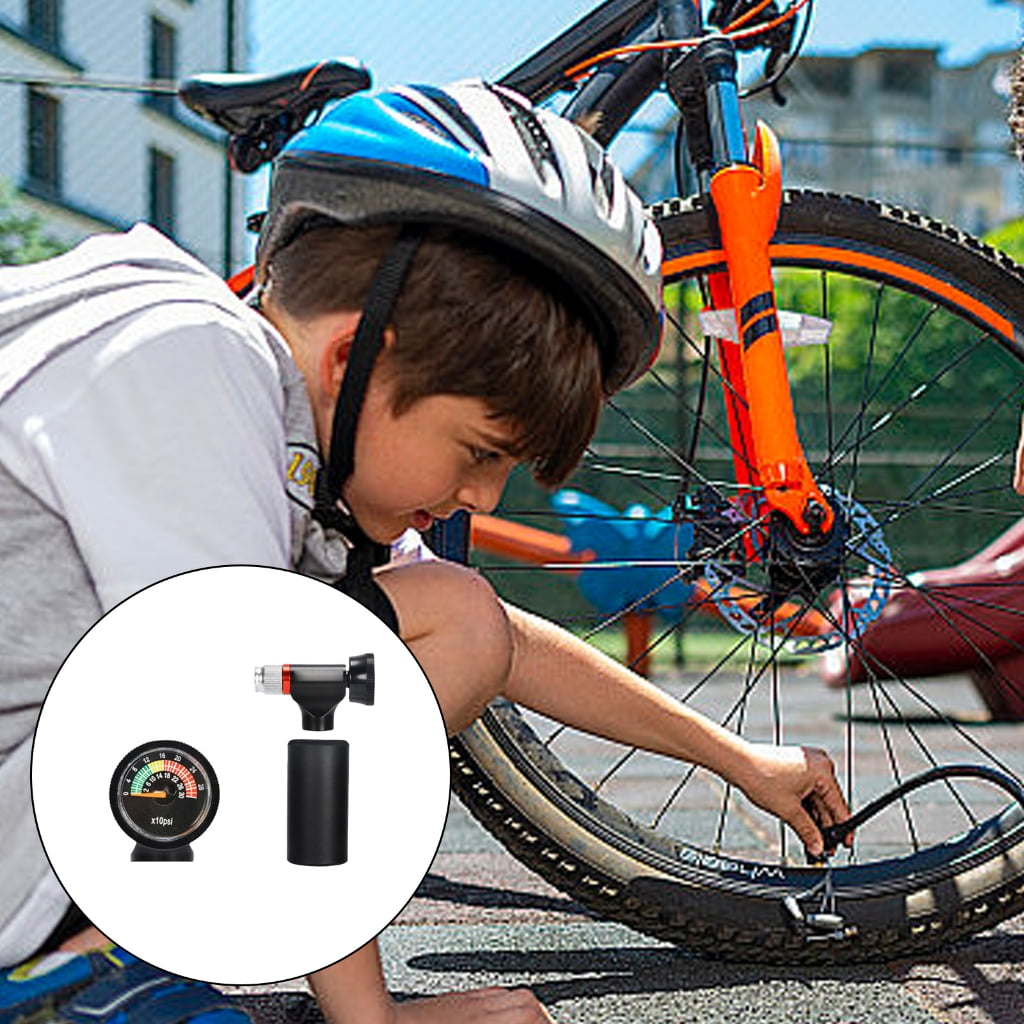 SIEYIO Portable CO2 Inflator Head Road Bike Tire Inflator CO2 Tyre Filler Air Pumps with Pressure Gauge & Insulated Sleeve