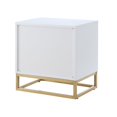 thumbnail image 6 of Nicole Miller Side Table Nightstand Varelli 2 Drawers Gold Metal Handle/ Base, White/Gold, 6 of 9
