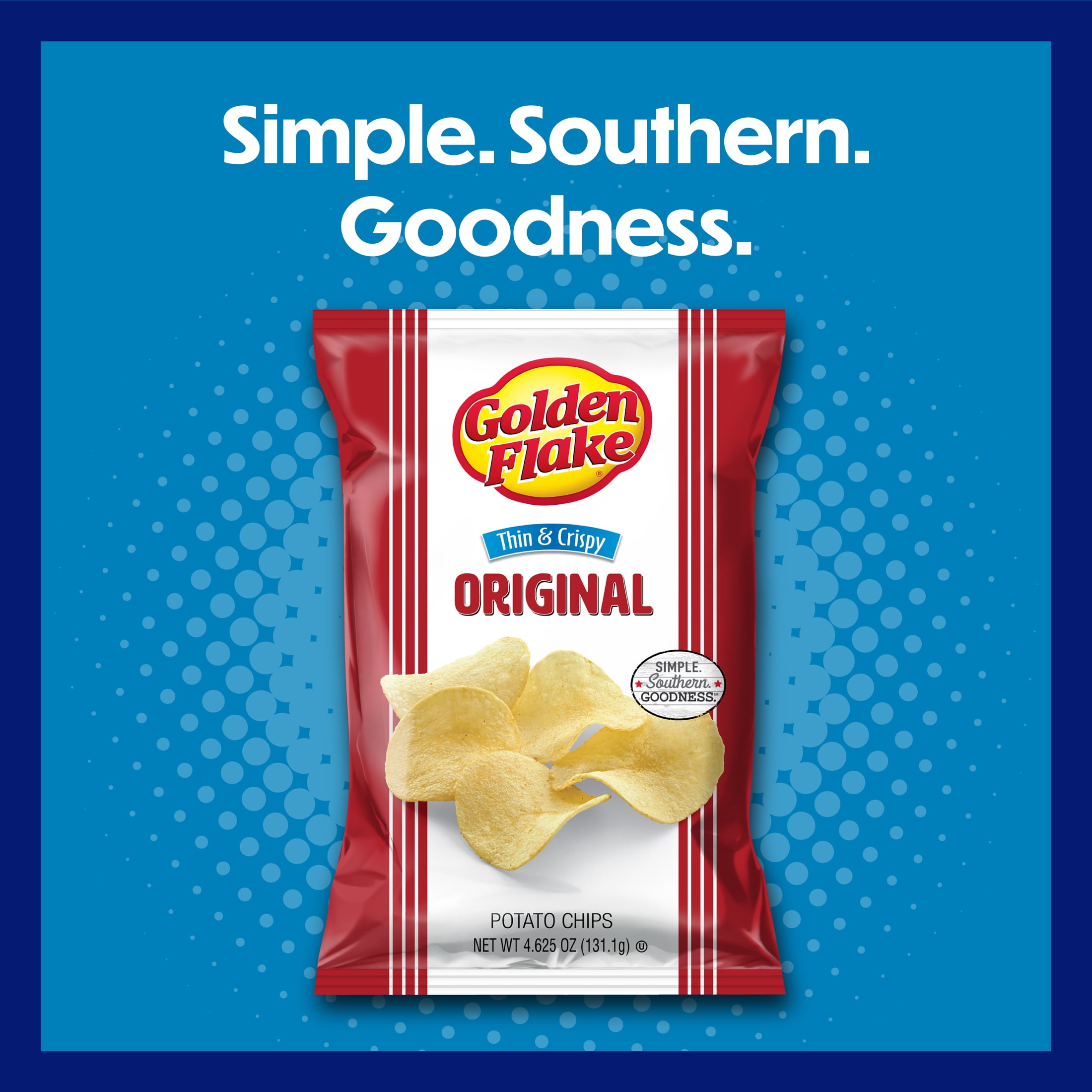 Golden Flake Original Thin & Crispy Potato Chips, Gluten-Free, 4.625 oz Bag