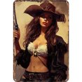 thumbnail image 1 of Placa Metal Vintage para Niña Pintura Hierro Rectangular Pared Y Bar 20x30cm, 1 of 9