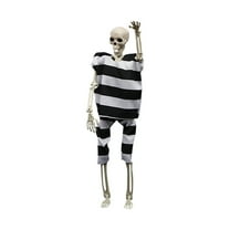 Halloween Skeleton Life Size Prisoner Human Skeleton 15.75inch Full Body Posable Human Skeleton Bones Decorations with Movable Joints for Indoor Outdoor Halloween Props Decorations