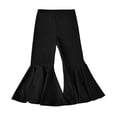 thumbnail image 3 of EnJoCho Toddler Girls Baggy Bell-Bottom Pants Loose Wide Leg Elastic High Waist Ruffled Flared Trousers Little Girls Soft Knit Flared Pants Elastic High Waist Bell Bottom Pants, 3 of 7