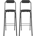 thumbnail image 4 of LOYALHEARTDY 2 Pcs Folding Stool, 29.5 in Folding Bar Stool with Backrest Cushioned Padded Folding Stool Portable Counter Height Bar Stool for Camping Kitchen Home Office (Black), 4 of 18