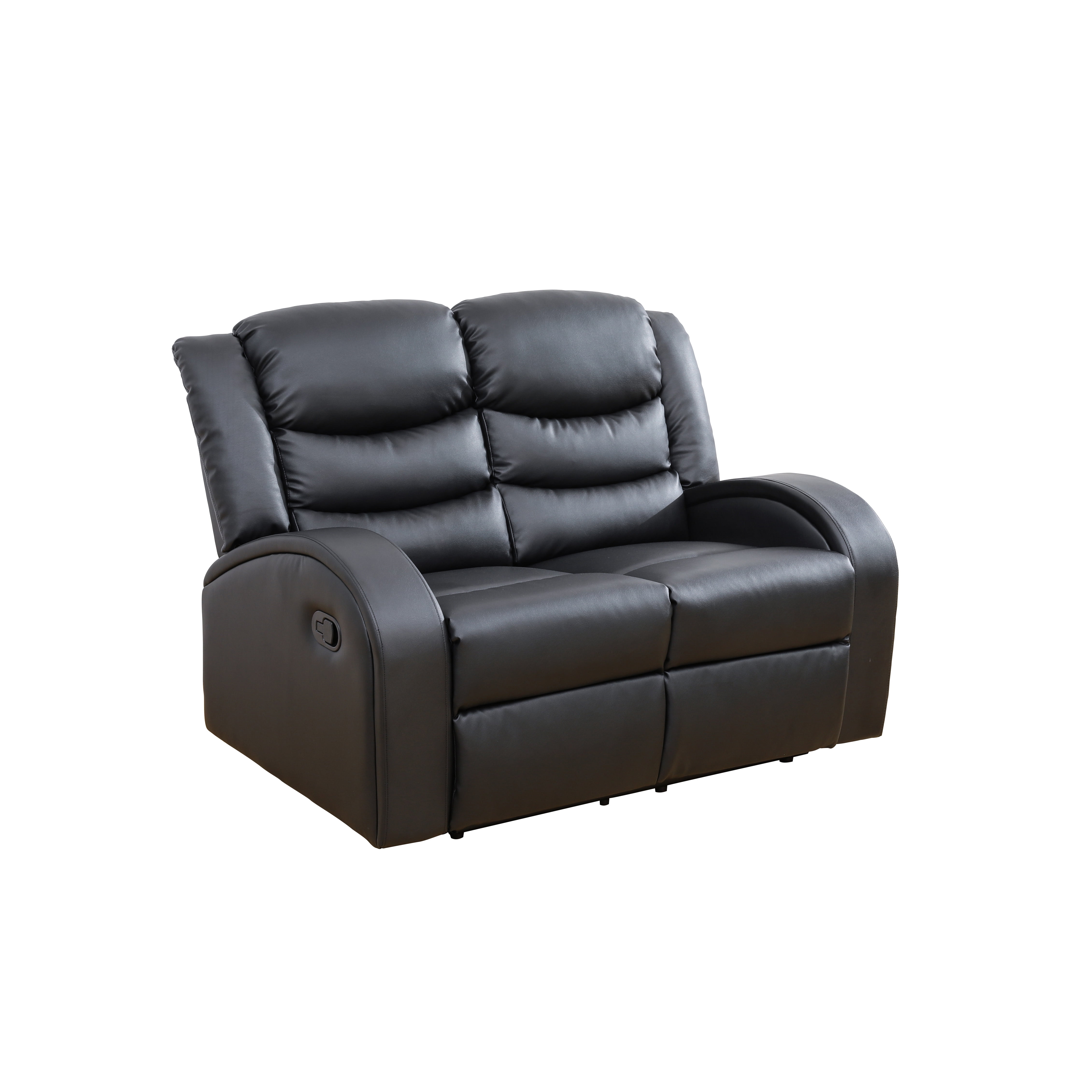 Gewnee Black Loveseat, Air Leather & High-Elastic Sponge, Adjustable Recline, Perfect for Living Rooms