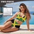 thumbnail image 3 of Xoenoiee Retro Jamaica Flag Print Women's High Waisted Bikini Sets Two Piece Tummy Control Swimsuits High Cut Summer Beach Vacation Bathing Suits, M, 3 of 7