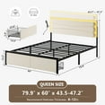 thumbnail image 3 of GUNAITO Queen Bed Frame with 2 Drawers, Upholstered Platform Bed with Charging Station and LED, No Box Spring Needed, Beige, 3 of 9