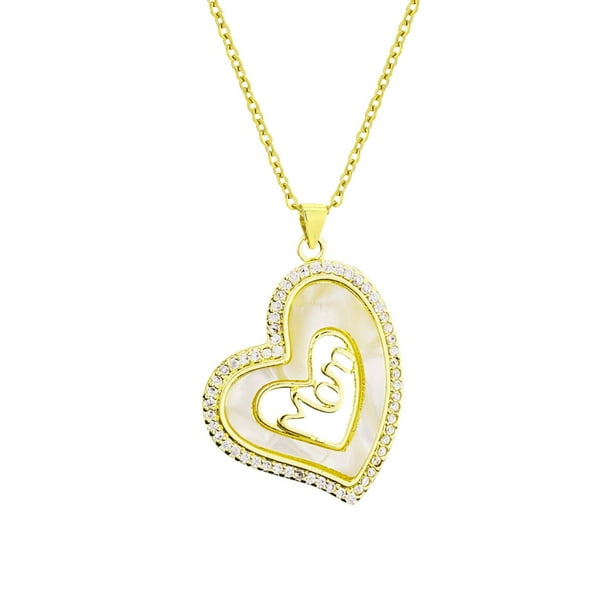 ¡Campaña con descuento!Elegante collar con colgante de circonio con incrustaciones de amor de la madre para el día de la madre, joyería de cadena de acero inoxidable al vacío femenina y versátil