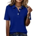 thumbnail image 2 of Bexdxz Polo Shirts for Women Golf Button Collared Summer Short Sleeve Tops Lightweight Work Polo Shirt Womens Blouses Blue 2XL, 2 of 5
