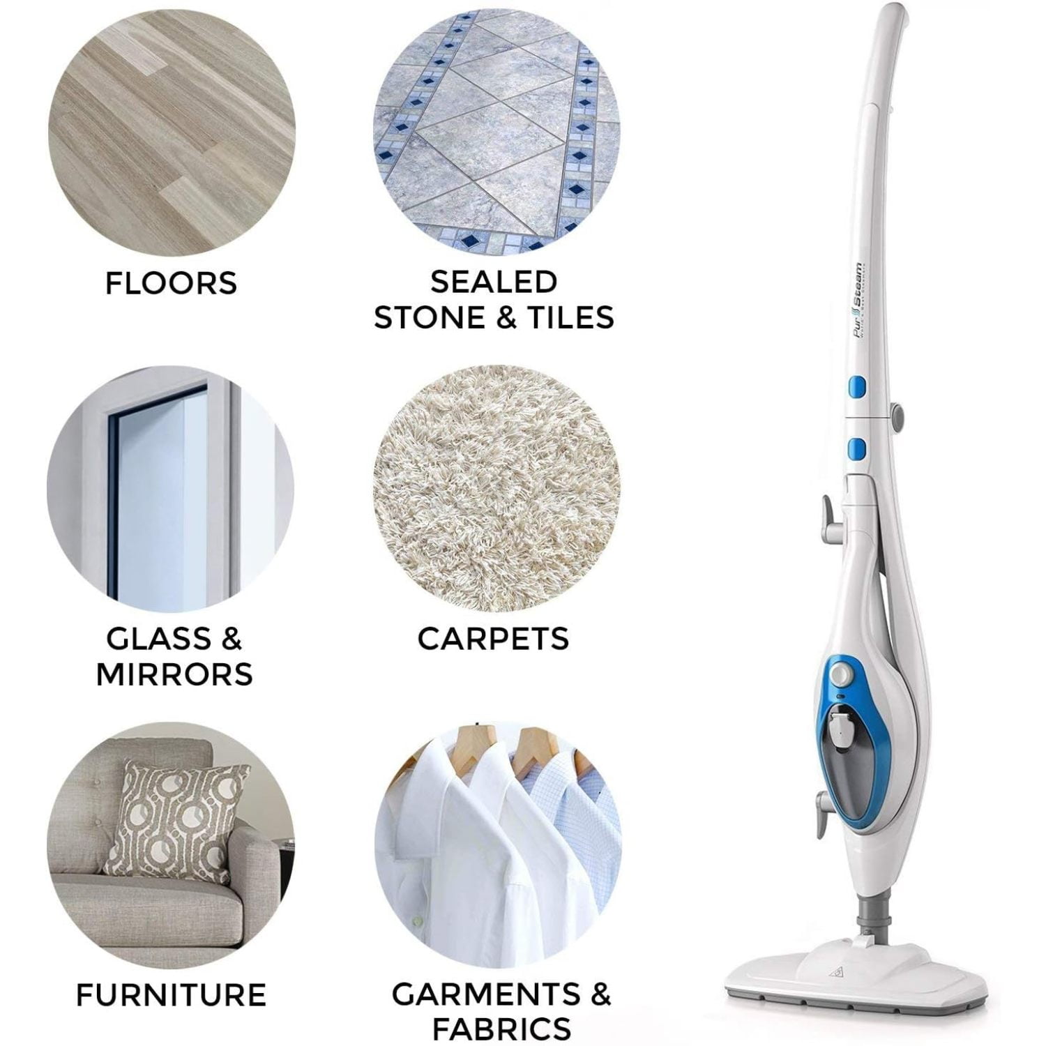 Secura Steam Mop 10-in-1 Convenient Detachable Steam Cleaner, White Multifunctional  Cleaning Machine Floor Steamer with 3 Microfiber Mop Pads - The Secura
