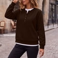 thumbnail image 3 of cocolona Womens Sweatshirts no Hood Crew Neck Patchwork Casual Long Sleeve Button Trendy Pullover Sweatshirts, 3 of 6