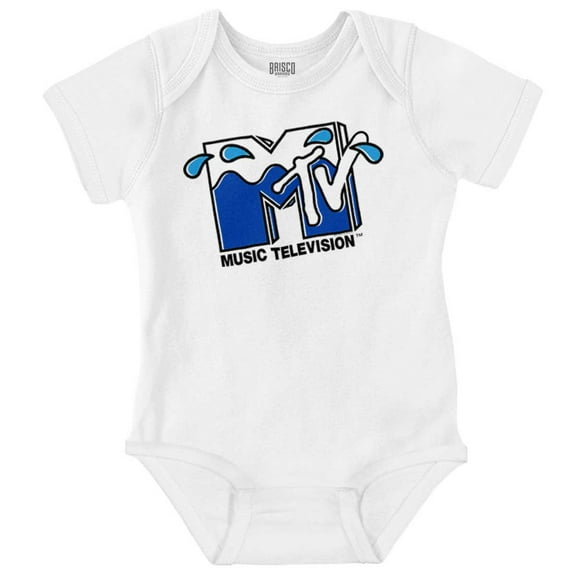 Cool Retro MTV Water Splash Logo Romper Boys or Girls Infant Baby Brisco Brands NB