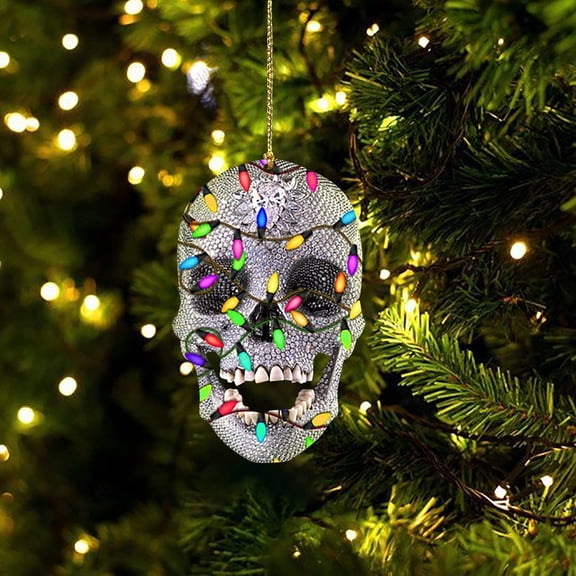 Wall Hangs Decor,DIY Horror Skull For Christmas Tree Decoration Car Rearview Mirror Pendant Crafts Collection