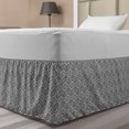 thumbnail image 1 of Vintage Bed Skirt, Continuous Nostalgia Monochromatic Lace Pattern with Geometric Motifs, Elastic Bedskirt Dust Ruffle Wrap Around for Bedding Decor, 4 Sizes, Dark Taupe Grey White, by Ambesonne, 1 of 2