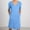 Blue, variant on Womens Dresses Cotton and Linen Solid Color V-Neck Mid-Length Dress Quick Dry Slim Fit Short Sleeve Sundress