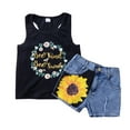 thumbnail image 4 of Girl Kids Summer Toddler Outfits Sunflower Clothes Tank Tops Vest + Shorts Pants Set, 4 of 7