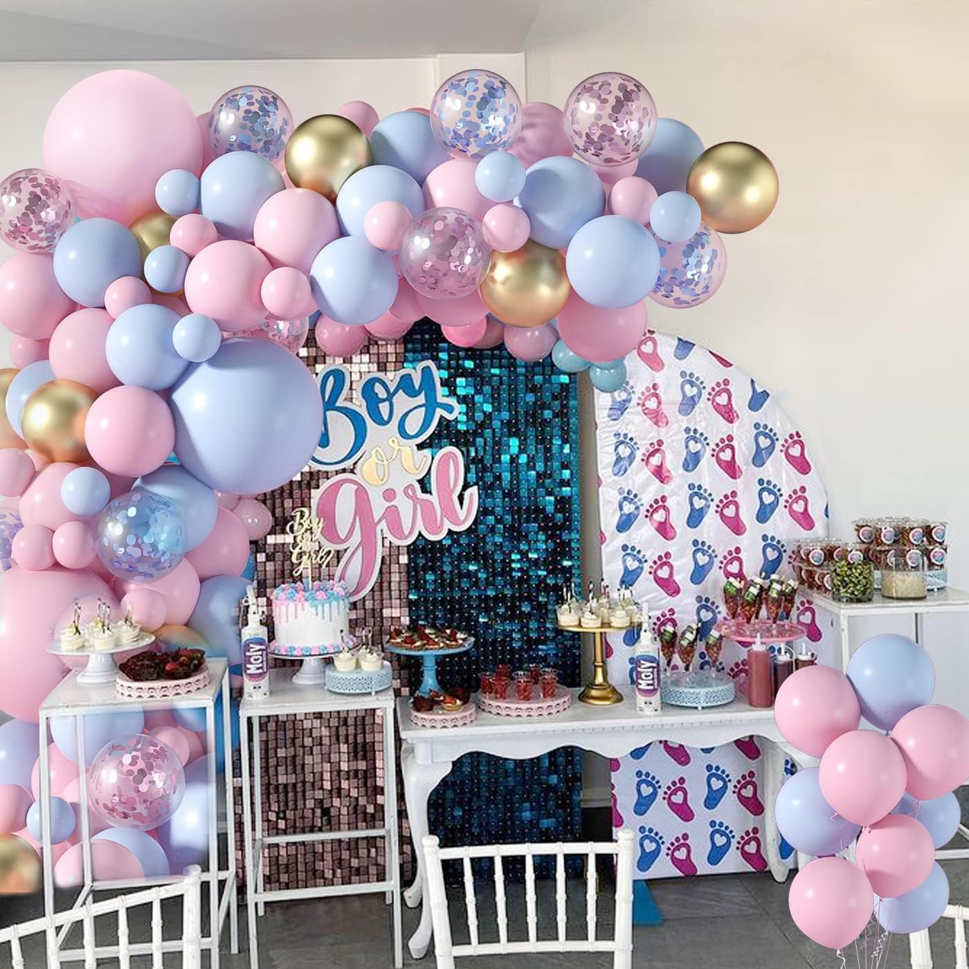 lobida Balloon Garland Arch Kit Gender Reveal Party Decoration, Latex, Pink and Blue