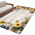 thumbnail image 2 of Yellow Floral Spring Area Rugs 4x6 for Living Room, Summer Rustic Botanical Vintage Wood Non Slip Washable Rug Runner, Low Pile Indoor Floor Carpet Mat Bathroom Rugs for Bedroom, Kids Room, 2 of 9