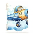 thumbnail image 2 of Blue Aircraft Airplane Clouds Ring Binder Notebook Journey Note Diary College Ruled Spiral Notebook Study Loose Leaf Paper A5 60 Pages, 2 of 8