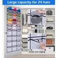 thumbnail image 2 of MISSLO Over the Door Hat Organizer 24 Elastic Pockets Clear Hat Rack for Baseball Caps Storage Mesh Hanging Shoe Organizer for Closet Wall Holder Hanger, White, 2 of 7