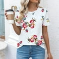 thumbnail image 2 of TSADFHJI Chandails en Molleton pour Femmes Sans Capuche Manches 3/4 2024 T-Shirts Décontractés Col Rond Manches Courtes Plissés Mode Tunique TG Rouge, 2 of 6