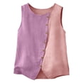 thumbnail image 3 of Women Spring Summer Color Block Cotton Linen Vest Casual Comfortable Top, 3 of 9