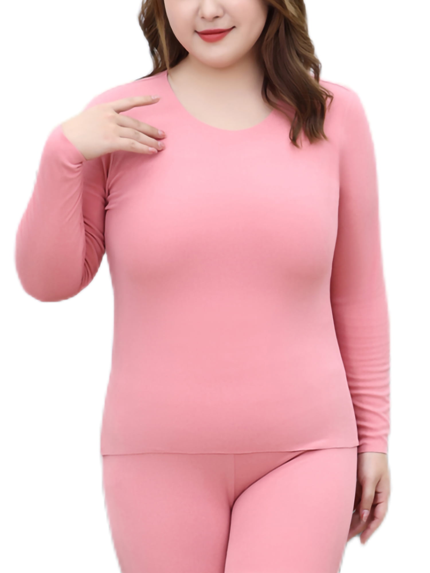 Capreze Plus Size Long Johns Set Thermal Underwear for Women Base