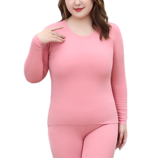 Capreze Plus Size Long Johns Set Thermal Underwear for Women Base Layer