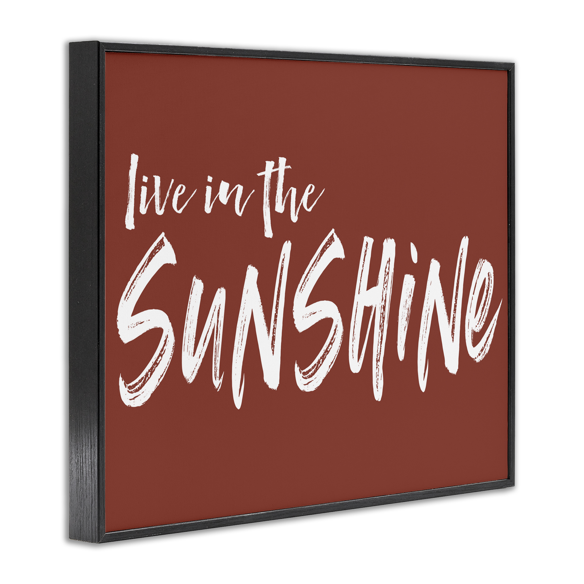 Live In The Sunshine Brown Black Framed Giclee Art, design by Lettered and Lined