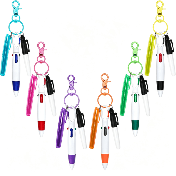 GASTROPOD Nurse Pen Set,Mini Highlighter Nurse Pen Pack Set Nurse Pens for Badge Include Tip Highlighter Permanent Marker Pen Retractable Ball Pens with Keychain Clip for Nurse Graduation Cna Medical