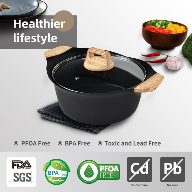 ESLITE LIFE 1.5 Quart Sauce Pan with Lid Nonstick Small Soup Pot,  Compatible with All Stovetops (Gas, Electric & Induction), PFOA Free