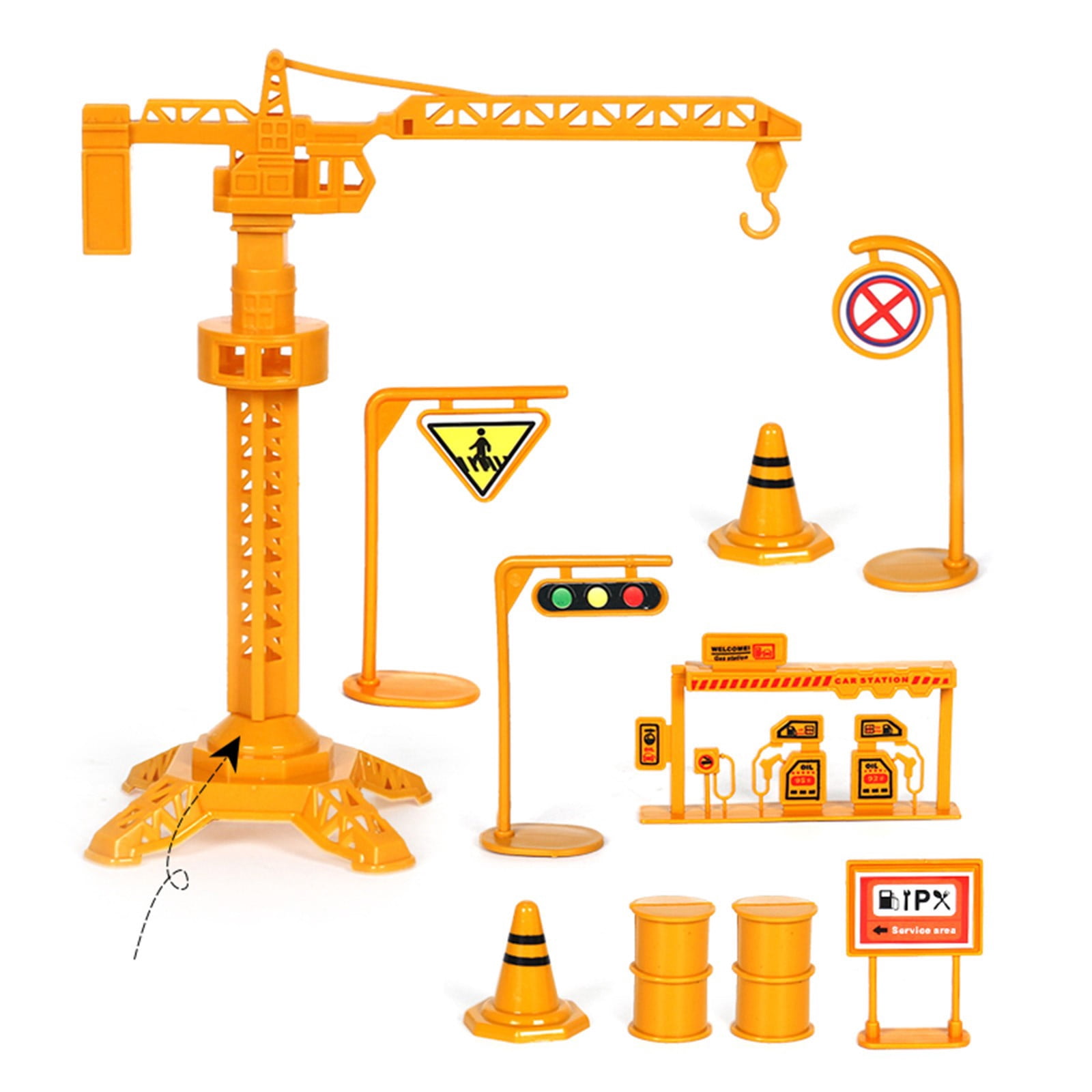 13 Piece Pull Back Construction Vehicles Set, Crane Excavator Dump Truck Cement Mixer with Accessories, Educational Engineering Toy