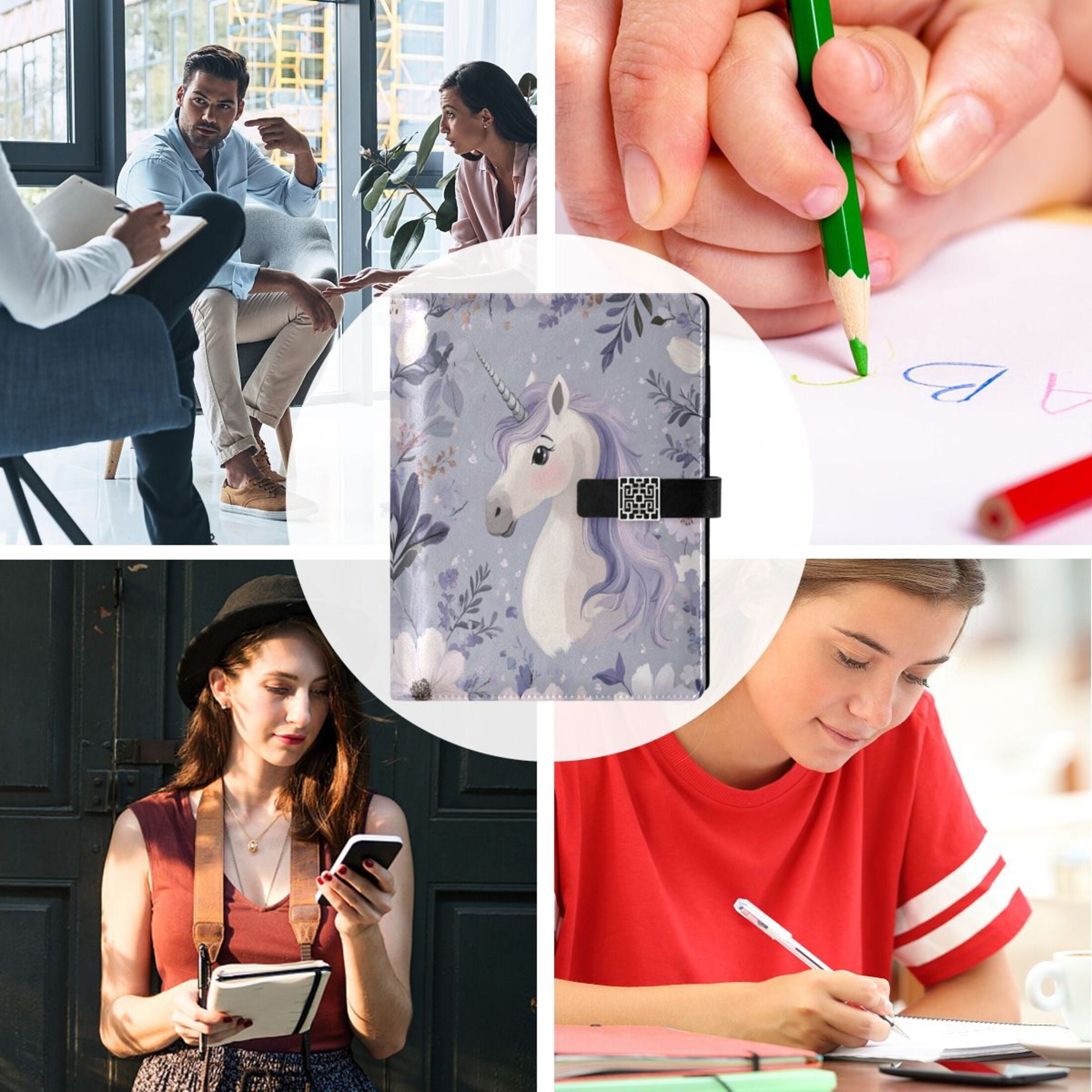 Leather Planner Leather Notebook Notebook Journal Binder Design Pen Pocket Design Convenient for Storage Cool Cute Unicorn