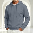 thumbnail image 2 of Men's Hooded Long Sleeve Solid Sweatshirt Warm Casual Pullover Comfortable Basic Top with Kangaroo Pocket for Fall Winter Everyday Wear and Weekend Outings Dark Gray S, 2 of 6