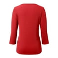 thumbnail image 5 of LIIPEE Women T-Shirts Solid Color Slim Fit Long Sleeve Round Neck Basic Tee Woman Handsome Birthday Wedding Weekend Tee,Red,Xxxl, 5 of 6