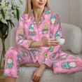 thumbnail image 6 of Pajamas for Women Sets, pink Holiday Joy Lounge Sets Long Sleeve Button Down Night Shirts Sleepwear Pjs, 6 of 6