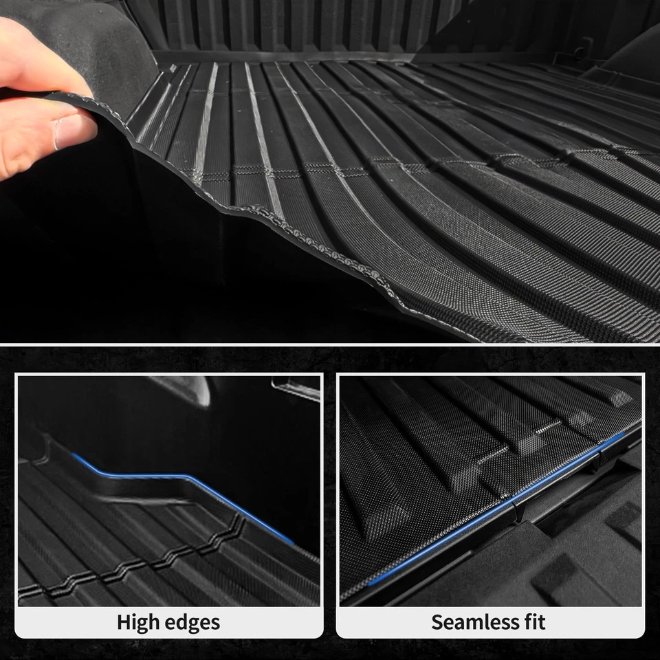 RVNI Floor Mats & Truck Bed Mat for 2024 2025 Toyota Tacoma Double Cab All Weather TPE Tacoma Floor Liners 2 Row Liners and Bed Liner Interior Accessories (Not for Hybrid)