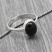 Black Onyx Stone Statement Band Promise Wedding Ring Jewelry Size 7.5 925 Silver